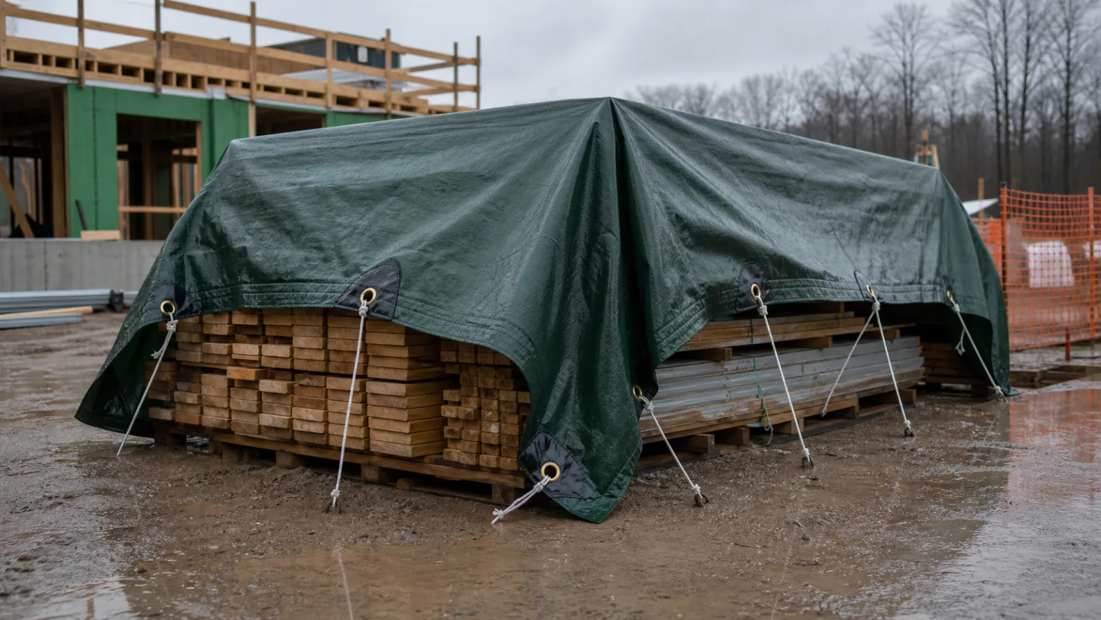 Large outdoor tarp used for industrial coverage